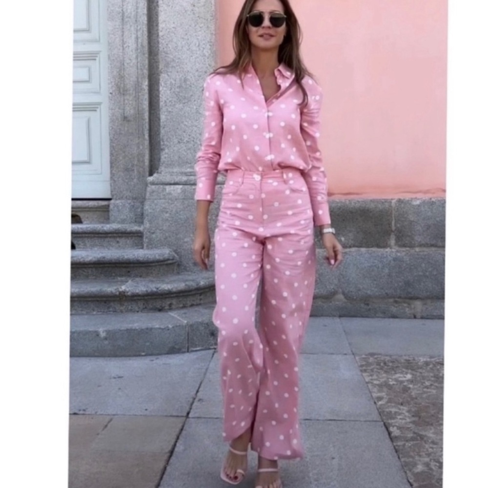 Zara Pink Polka Dot co-ord set. Medium
